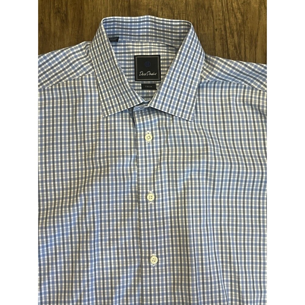 David Donahue Button Down Shirt Mens 17 32/33 Dress Long Sleeve Plaid